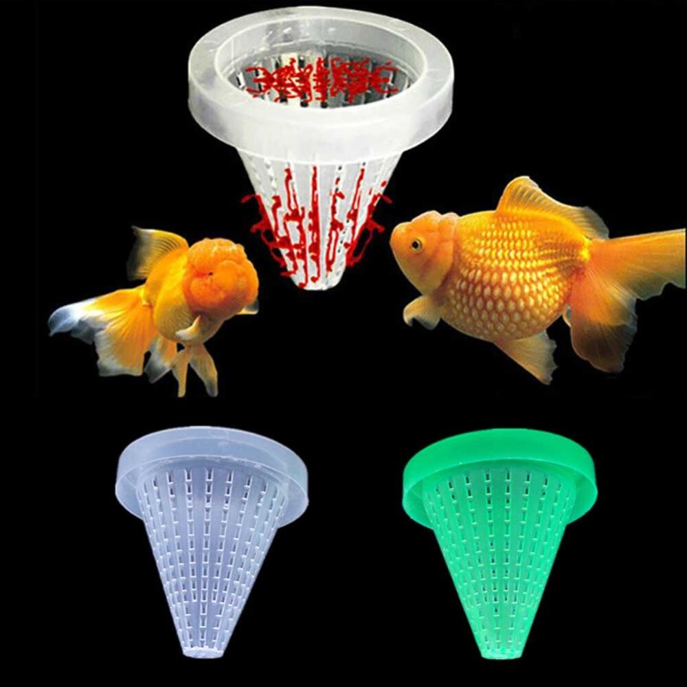 Mini automatisk fiskefoder tilspidset akvarium rød orm fodring foder tragt kop fisk mad foder værktøj med sugekop