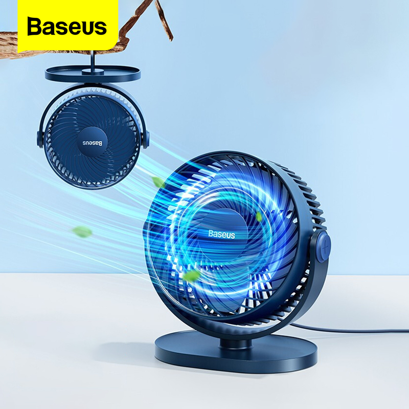 Baseus USB Fan Portable Hanging Mini Cooling Cooler Desk Fan For Home Office Speed Adjustable Desktop Table Summer Cooling Fans
