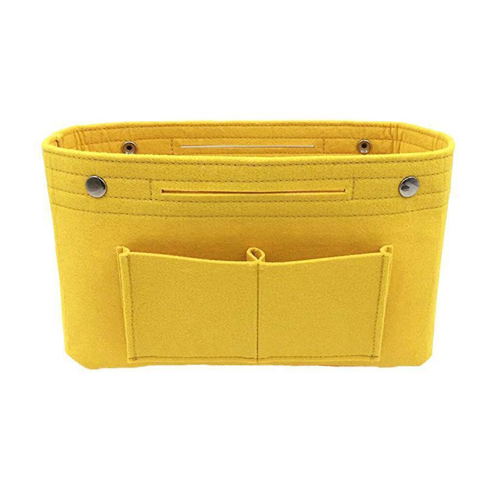 Felt Cosmetic Bags For Women Handbag Girl Makeup Brush Organizer Bag Female Toiletries Purse Insert Multipocket Tote Large: Yellow