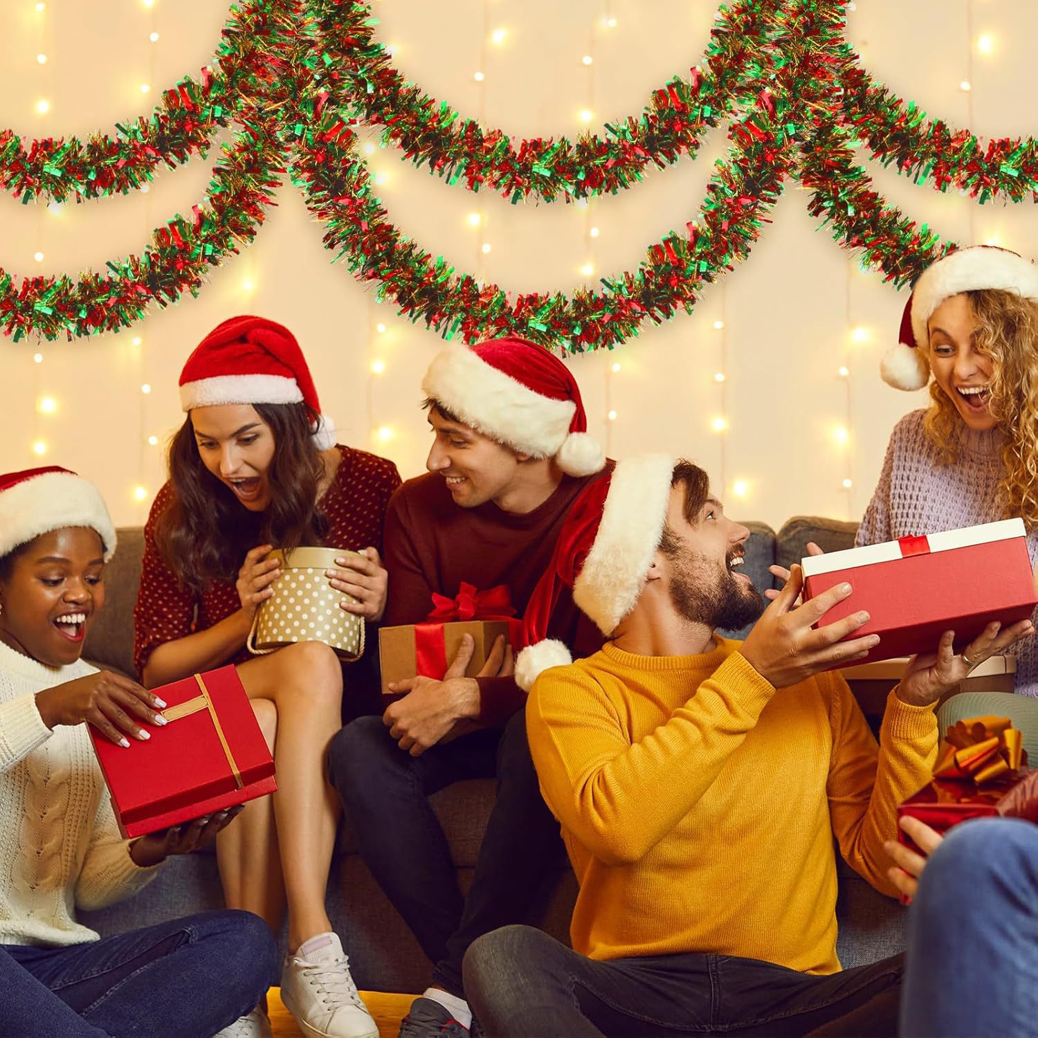 2 9cm juledekorasjonsbånd, gull, rød, grønn, boblesilke, blomsterhårbånd, bånd