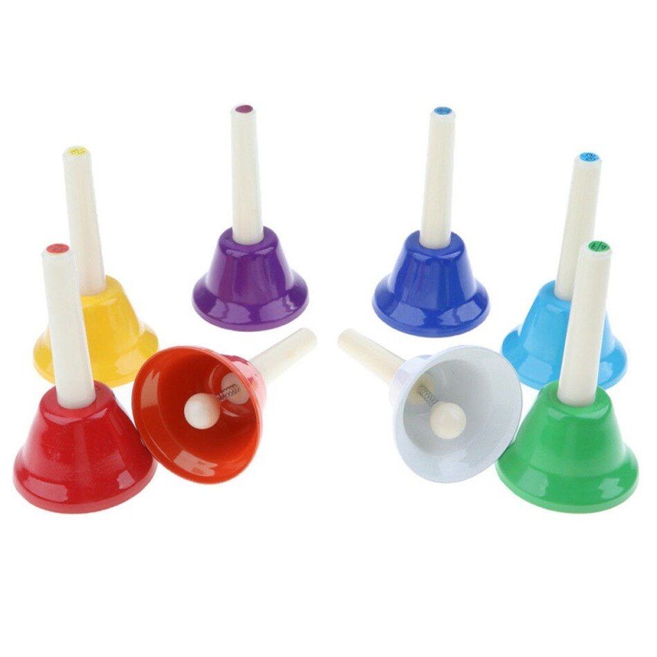 Handbell Hand Bell Acht-Tone Note Kleur Kinderen Muziek Speelgoed Slaginstrument Octaaf Klasse Bel Metalen Bel Tafelbel