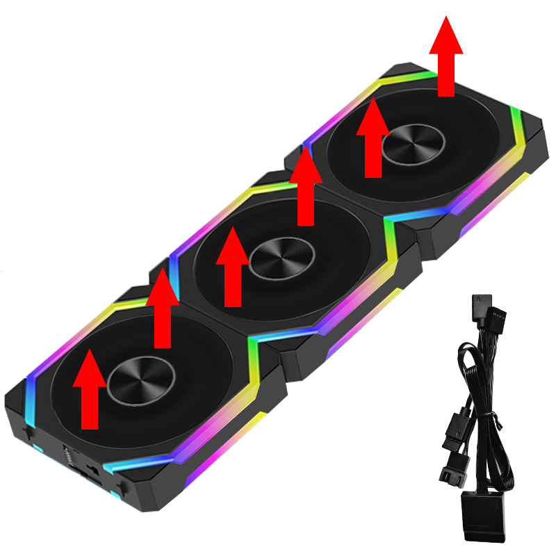 JUMPEAK CS120 ARGB ventilateur de refroidissement 360mm épissage empilable modulaire PWM silencieux 120mm RGB ventilateurs Kit pour boîtier PC de jeu refroidisseur d'eau: Black
