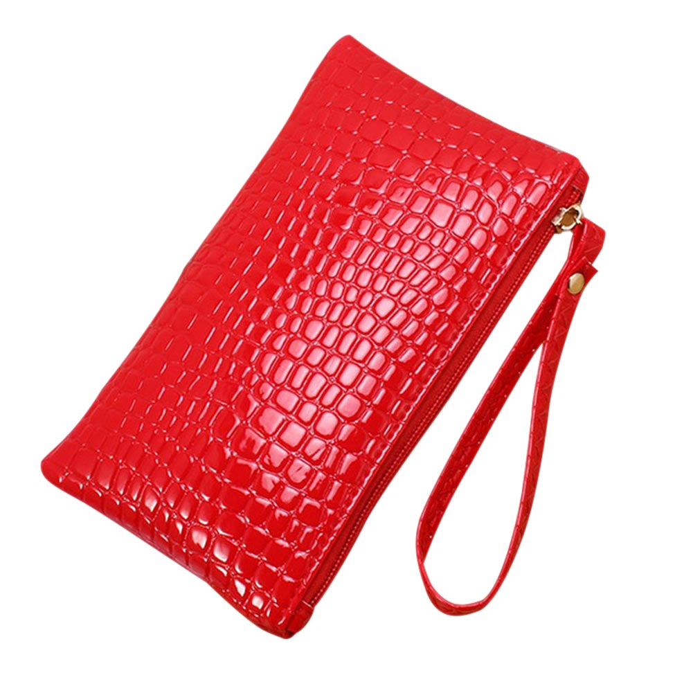 Women PU Leather Wallet Purse Card Phone Holder Makeup Bag Clutch Handbag C66: Red