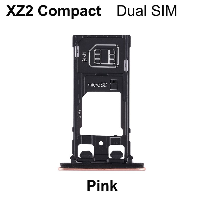 Aocarmo Micro SD SIM Karten-behälter Slot Mit Staub Stecker Abdeckung Ersatz Für Sony Xperia XZ2 Kompakte H8324 XZ2c XZ2mini 5 zoll: Dual SIM-Pink