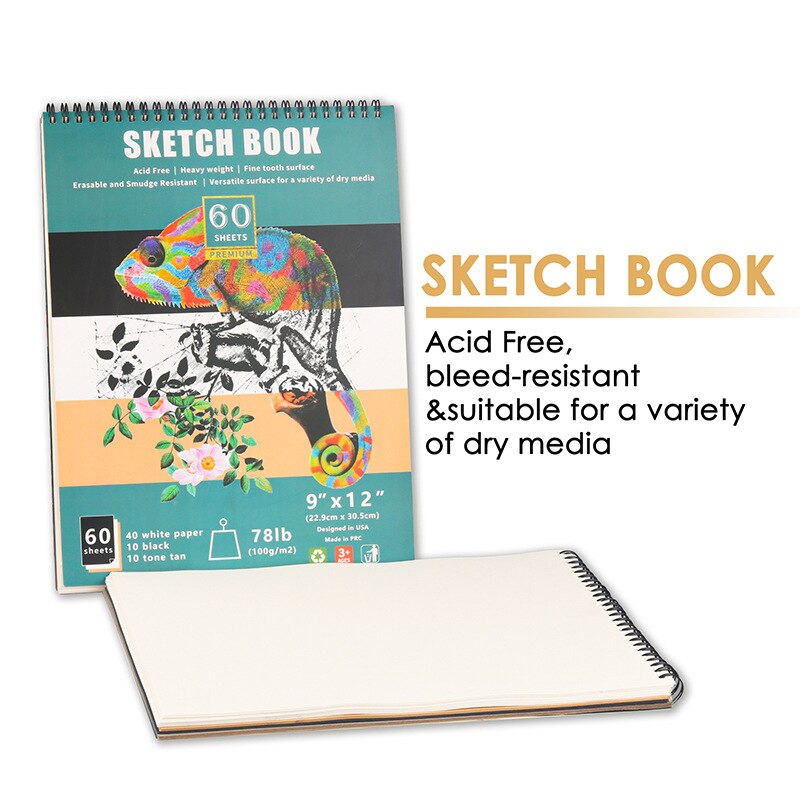2-pack sketchbook blank coil notebook color lead painting book art students go out sketch paper 22.9x30.5cm