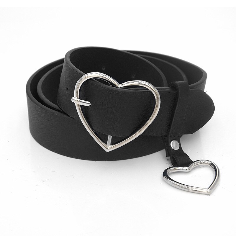 Sweetheart Buckle with Adjustable Ladies Luxury Brand Cute Heart-shaped Thin Belt Punk Belts