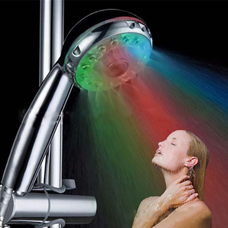 3 Mode 3 Color Led Shower Head Light Sprinkler Adjustable Temperature Sensor Bath Sprinkler Colorful Flash Bathroom Shower Head