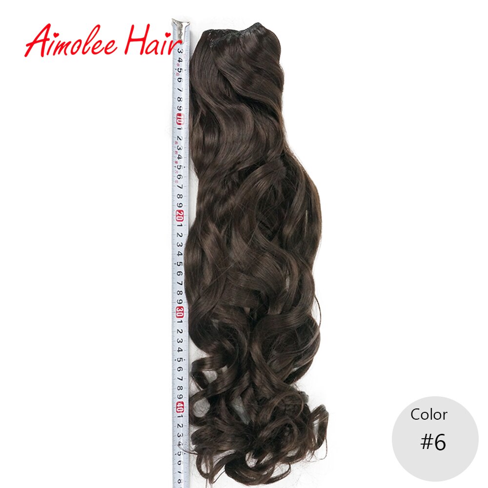 20 " lang 5 stk/sæt bølget sort brun highlight hair extension syntetisk 11 clips in on hair extensions varmebestandigt hårstykke