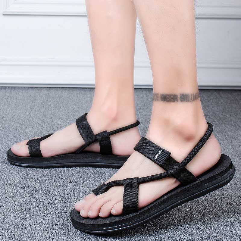 Excargo sommersko mænd sandaler badange sko gummi solide sandaler til mænd sommer flip flop sandal lejligheder: Sort / 42