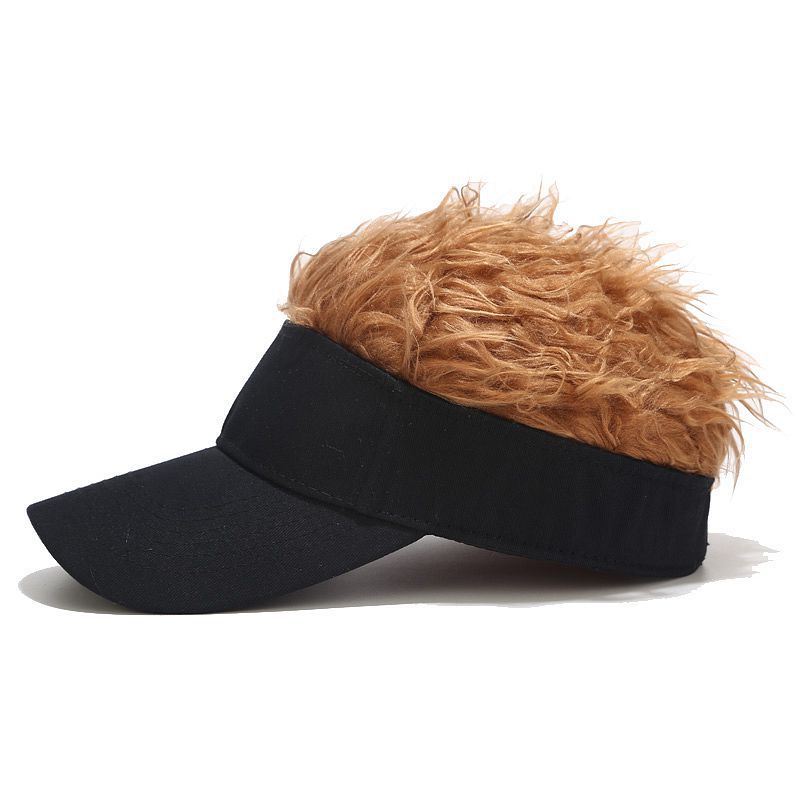 Baseball Cap With Spiked Hairs Wig Men Women Casual Concise Sunshade Adjustable Sun Visor Hat Boy Accessories: Brown