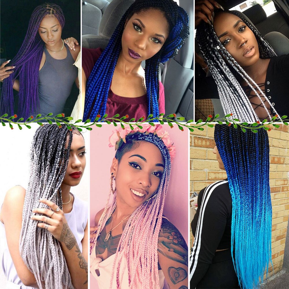 19 Color Crochet Hair Ombre Box Braids 24 Inch Zizi Braiding Hair Pre Stretched Kanekalon Synthetic Hair Extension For Braids