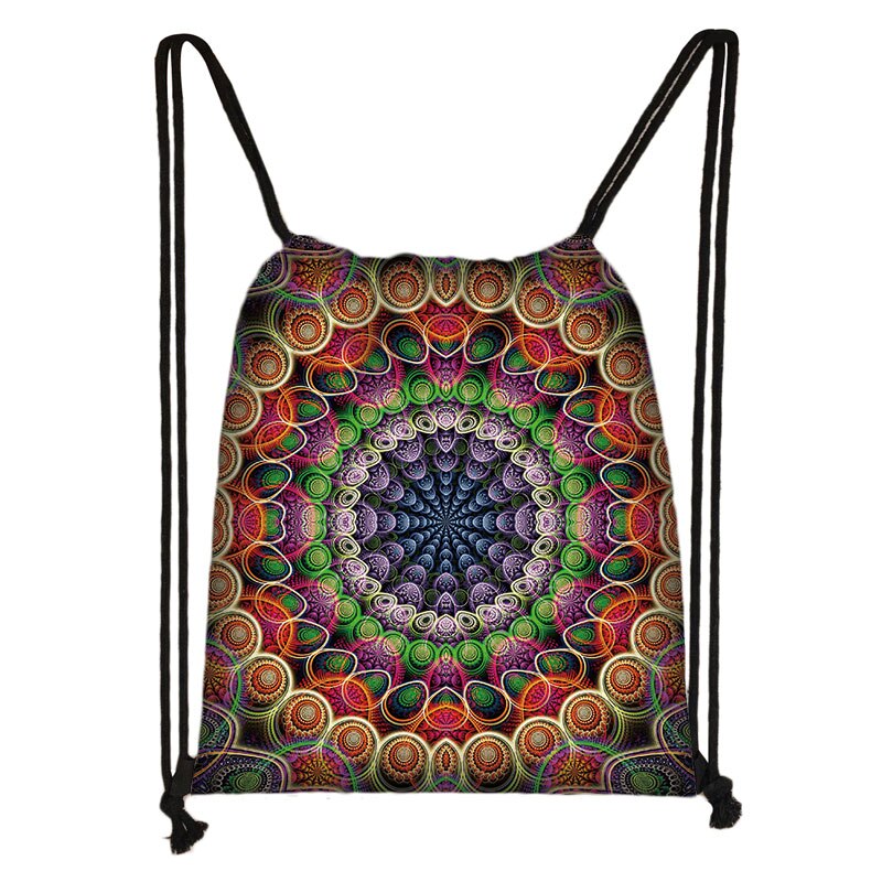 Mandala/hamsa fatima hand/buddha lotusblomma ryggsäck kvinna dragsko väska flickor förvaringsväska dam resväska: Skdmandala 08