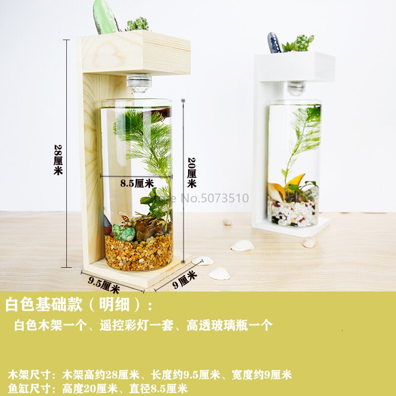 Desktop Fish Tank Home Desk Ecological Fish Tank Microscopic Fleshy Thai Fish Tank Aquarium Plastic Fish Tank: White