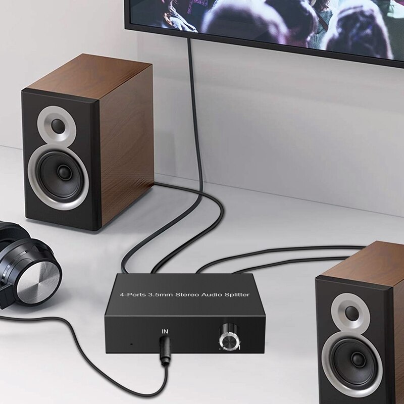 4 Ports 3.5mm Audio Splitter Multiple Audio Outputs Headphone Amplifier Stereo Audio Amplifier Earphone Splitter