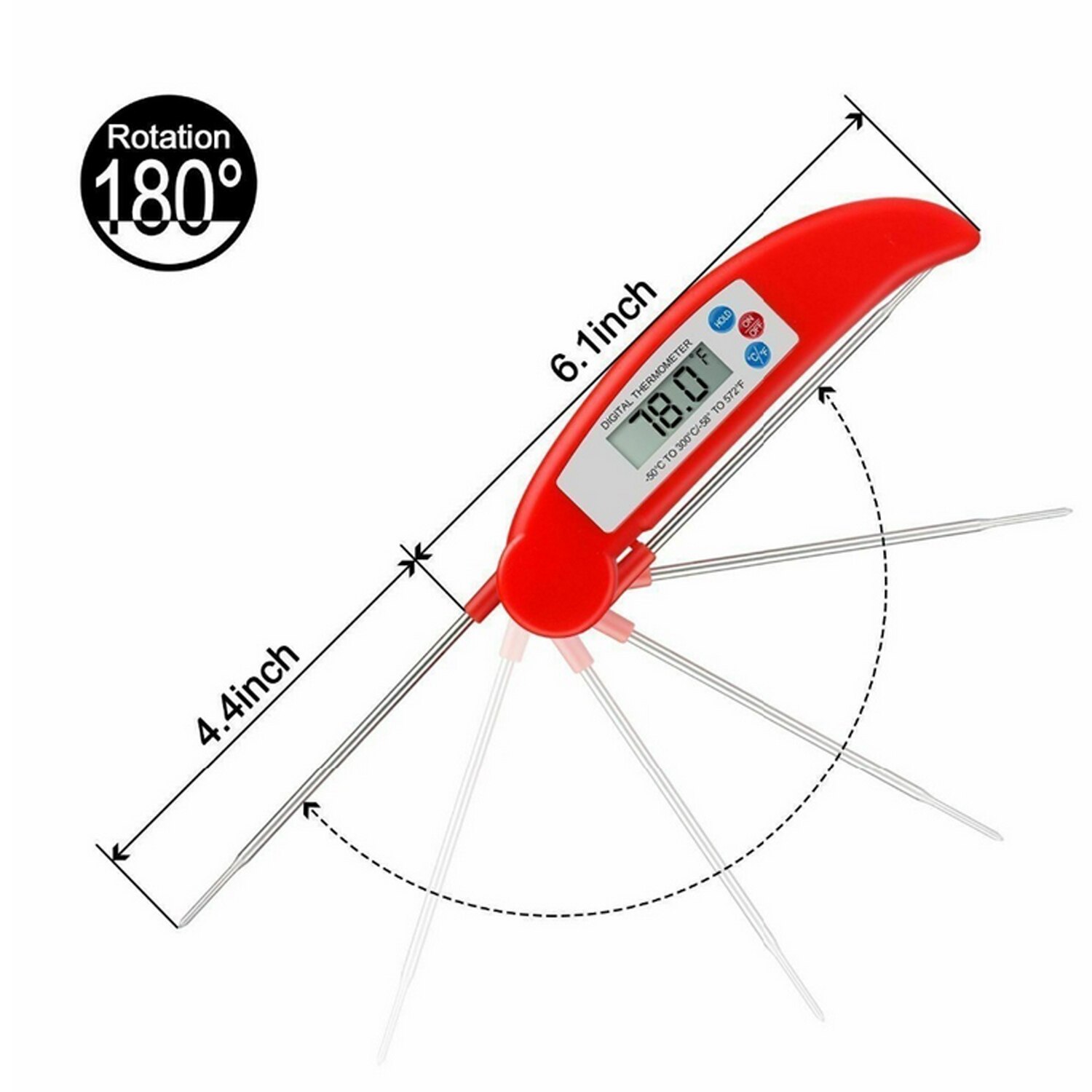 Portable Instant Read Digital Food Meat Grill BBQ Food Cooking Thermometer with Foldable Probe for Home Kitchen Tools