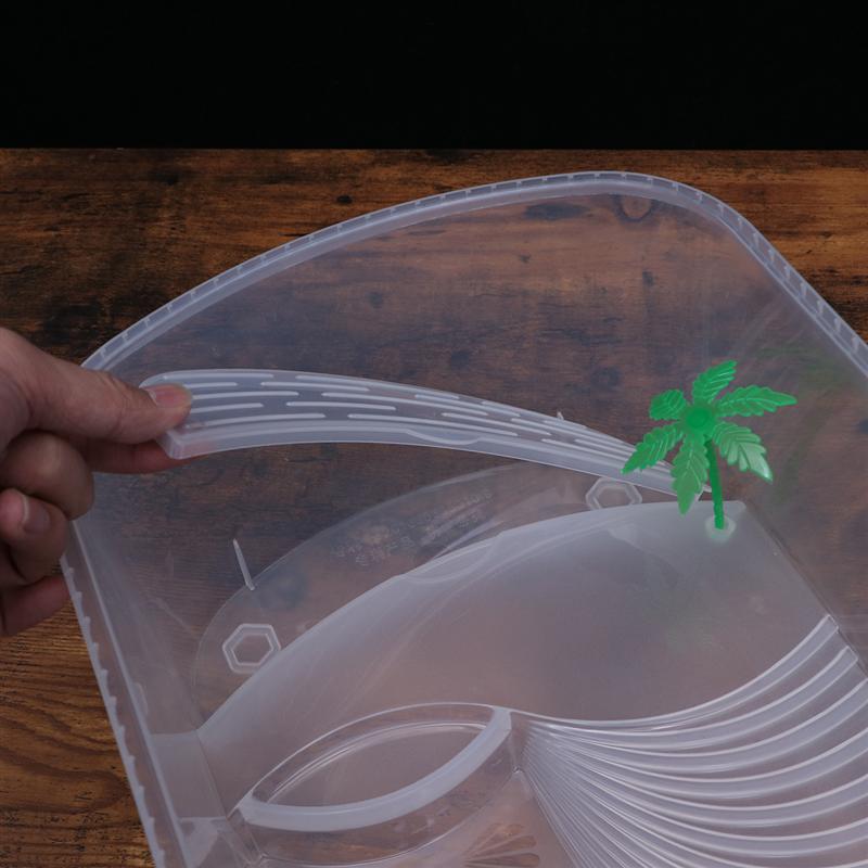 Reptiles Amphibians Habitat Terrarium Vivarium Tank Breeding Box with Coconut Tree for Terrapin Tortoise Turtle Lizard Spider