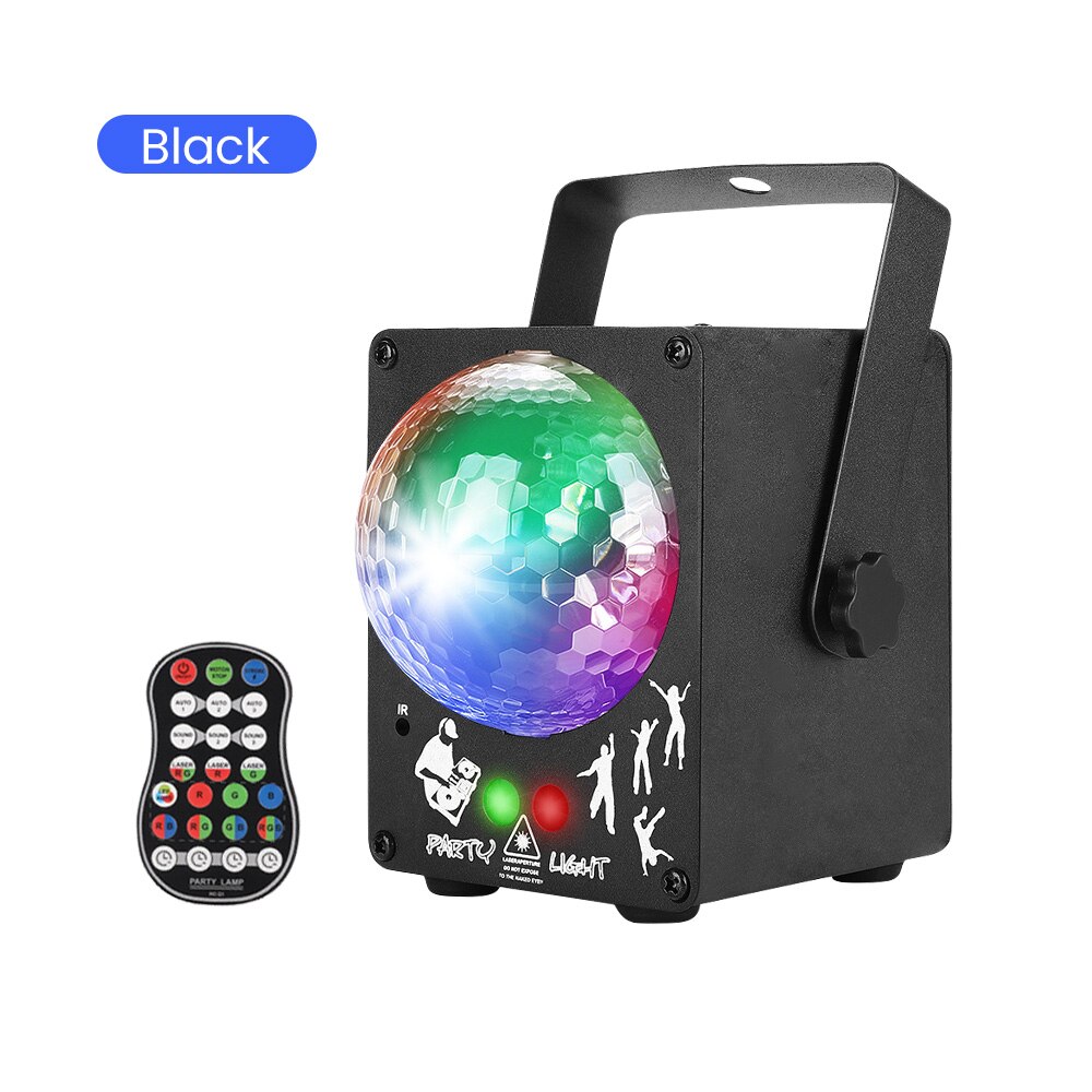 Sunyima 18W Stage Light Sound Activated Roterende Disco Ball Dj Party Verlichting Rgb Led Podium Licht Voor Kerst Wedding: Black