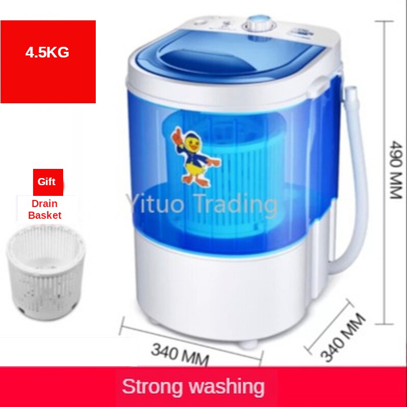 Household Drainage Small Washing Machine Top-opening Mini Baby Diaper Washing and Washing Machine ABS+High Temperature Motor: Blue / EU