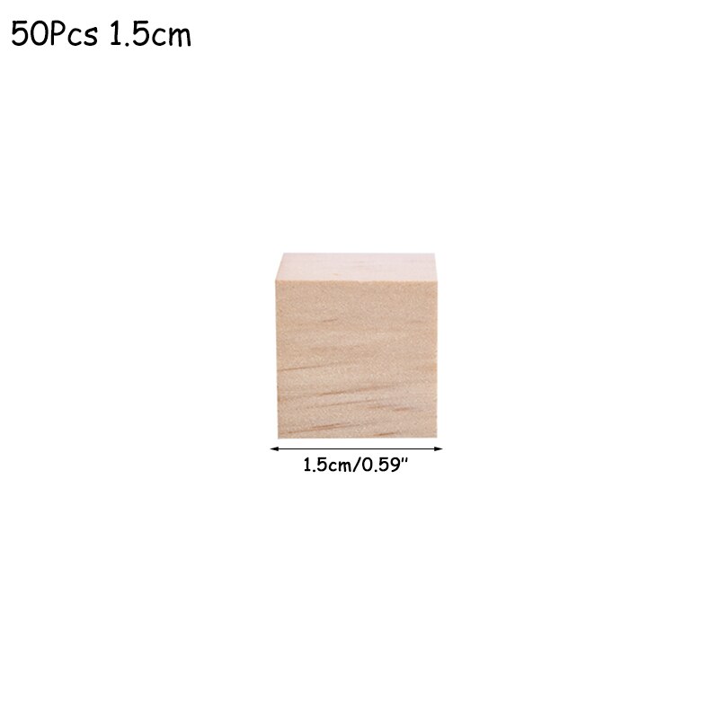 Wooden Square Blocks Unfinished Wood Solid Wood Cube Mini Cubes DIY Woodwork Craft Embellishment for Wedding Christmas Party: 50pcs 15mm