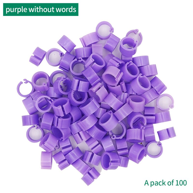100Pcs 11Colors Birds Feet Rings Inner Diameter 8Mm Width 7Mm Plastic Clip Ring Pigeon Dove Quail Foot Ring Farm Animal Carrier: Purple