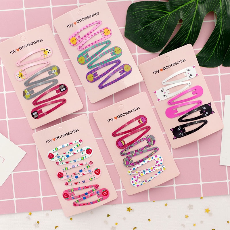 6PCS Neue Nette Cartoon Metall Druck Farbe Tier Baby BB Clips Kinder Headwear Kinder Zubehör Mädchen Haarnadeln Haar Clip