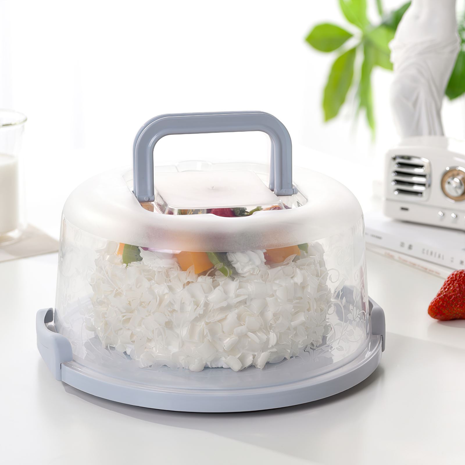 Portable Cake Box 7 Cupcake Positions Plastic Round Cake Carrier Transparent Pastry Storage Box Dessert Container Lid Box 50%