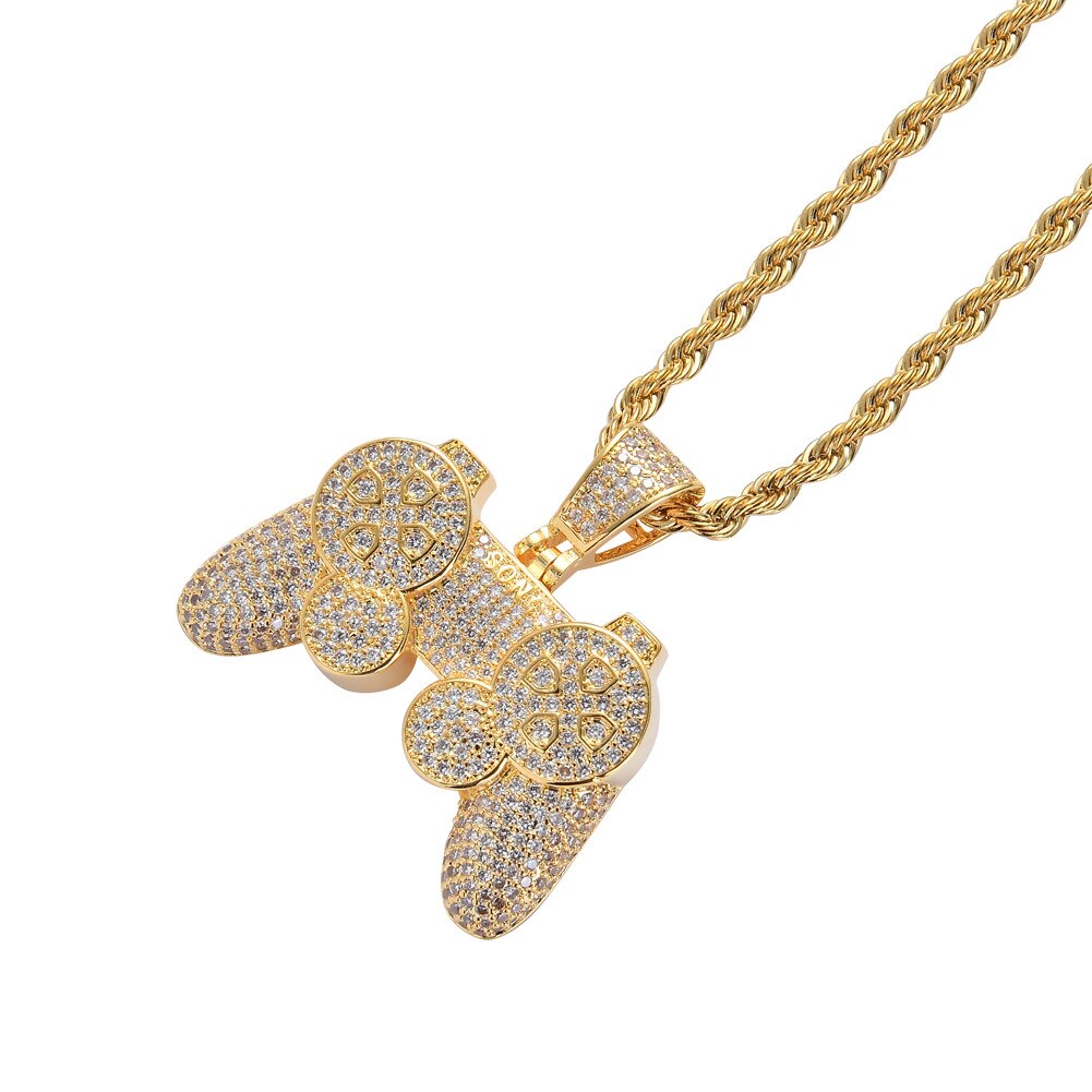consolle di gioco Pendenti con Gemme E Perle ghiacciato fuori Catena Bling CZ Oro degli uomini di colore Argento anca salto Roccia Collana di Gioielli per Bambini Ragazzo