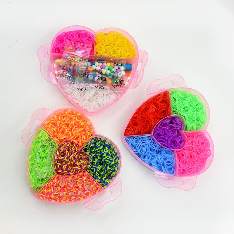 4500 Stuks Rubber Fun Loom Bands Kit Voor Meisjes Kids Diy Gom Armbanden 3 Layer Pvc Doos Familie loom Kit Set Breien