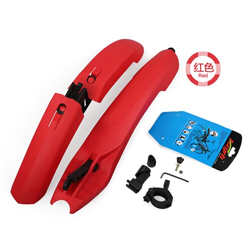 Staart Led-verlichting Mtb Fiets Spatbord Spatbord Mountainbike Voor Achter Spatbord Vleugel Plastic Fietsen Spatbord Onderdelen Accessoires: Rood