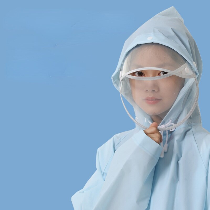 Poncho imperméable en EVA pour enfants, sac d'école de couleur unie, une pièce, long épais pour écoliers de randonnée