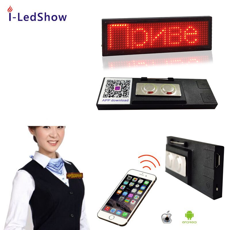 -sælger bluetooth led navneskilt programmerbar mini led display skærm tekst, mønster, diy led navnekort skilt