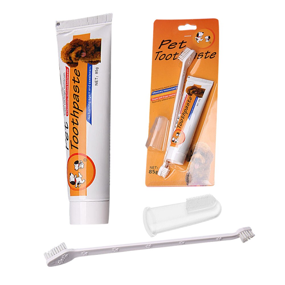 Pet Toothbrush Toothpaste Kit Three Sided Dog Brush Addition Bad Breath Tartar Teeth Care Dog Cat Cleaning Mouth Dog toothbrush: D set