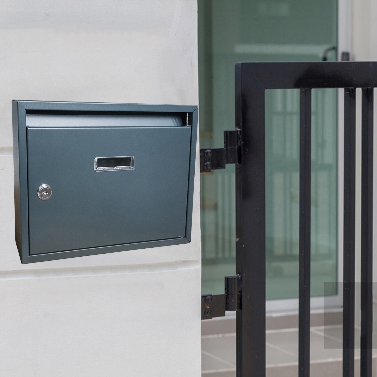 Combination Locking Mailbox Wall Mounted Deposit Suggestion Box Secured Payments Paperwork Postbox Case Office Room Decor: Sand Gray
