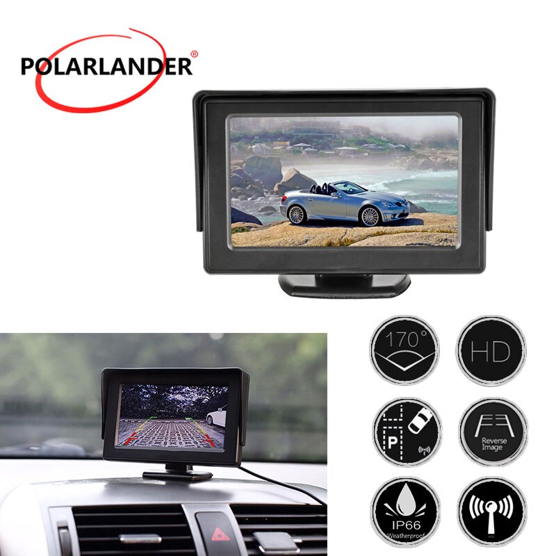4.3 Inch Auto Monitor Parking System Tft Lcd Draadloze Display Car Rear View Monitor Draadloze Hd Reverse Camera