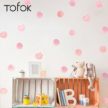 Tofok 36 stk/sæt akvarelprikker wallsticker aftagelig børneværelse soveværelse decals diy vinyl børnehave kontor forskønne indretning