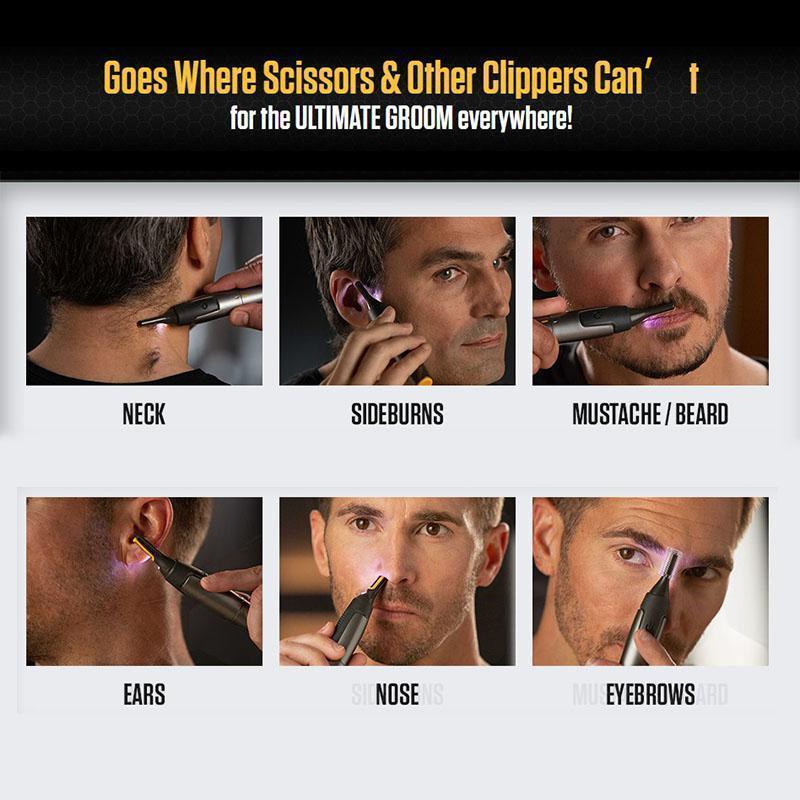 Mintiml™Micro tondeuse de précision, Portable et antidérapant, lumière LED, nez, oreille, sourcils, barbe, outil Ultra-mince, directe