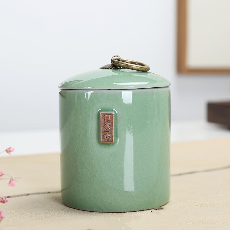 3 färger telåda keramikburk lång jing teförvaring lufttäta kannor kaffeorganisatör förvaringstankar kök matbehållare med lock: Ccyw-meizilv