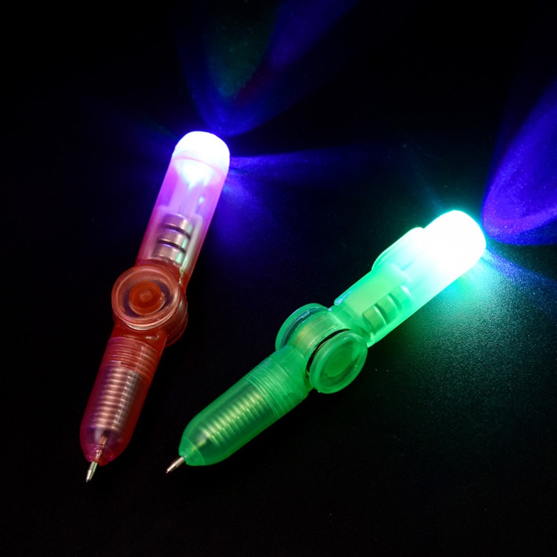 2 In 1 Glowing Rotation Toys for Children Magic Ballpoint Pen Led Lights Luminous Hand Spinner Drawing Pen Kids Toy Easter