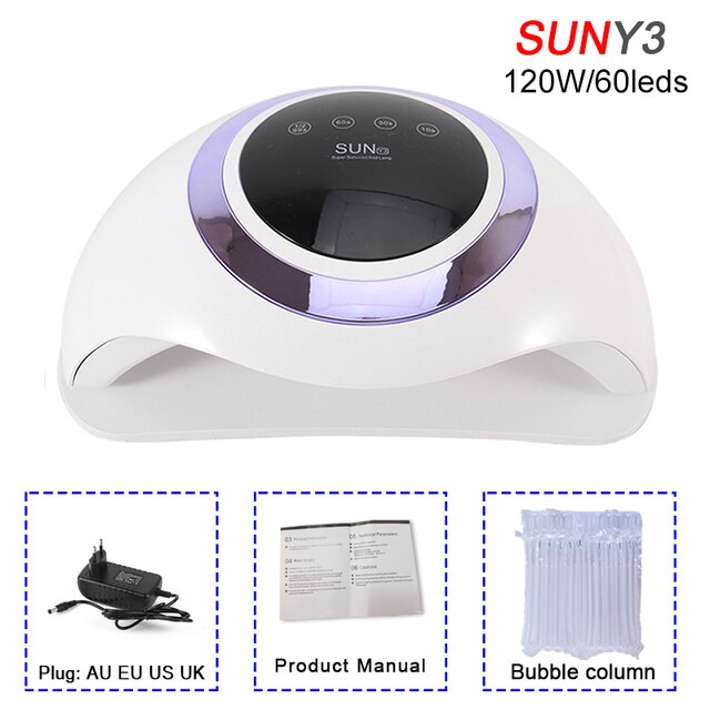 Lámpara UV Led de alta potencia de 120W para secador de uñas, barniz de Gel UV con 60 Led, lámpara para uñas, Gel para manicura y Arte para uñas: 120W-Y3-Purple