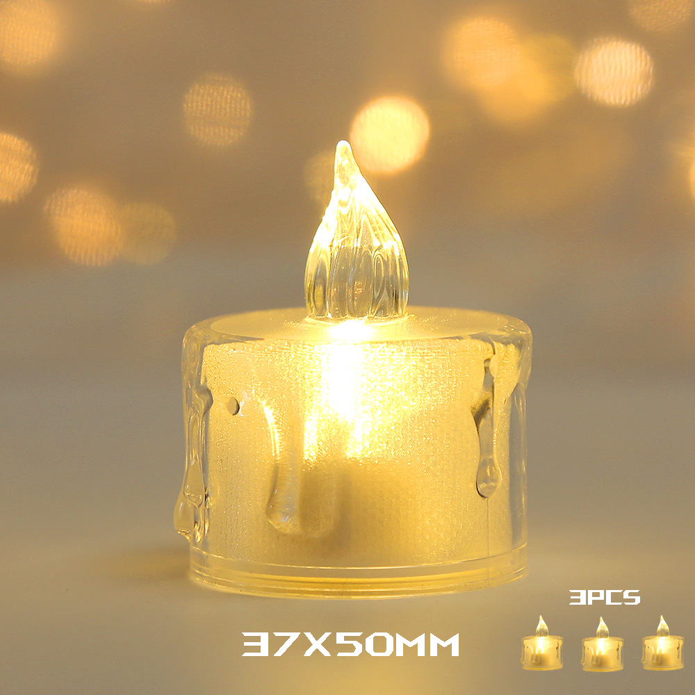 3 STKS Elektronische Kaars Verjaardagsfeestje Viering Romantische Sfeer Decoratie LED Kerst Thanksgiving Mini Nachtlampje: Warm White