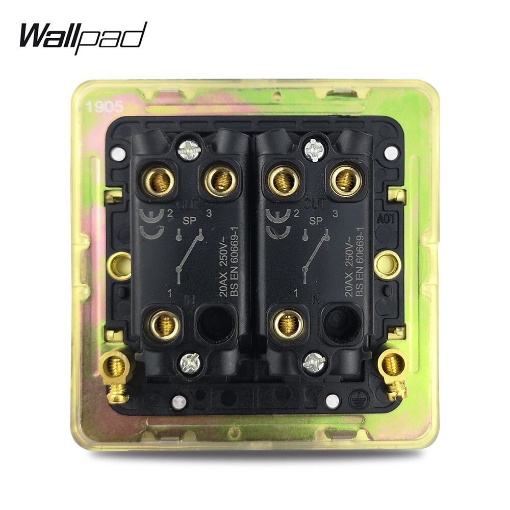 Wallpad Silver 2 Gang 2 Buttons Toggle Switch Electric Light Switch Satin Chrome Brushed Stainless Steel Panel