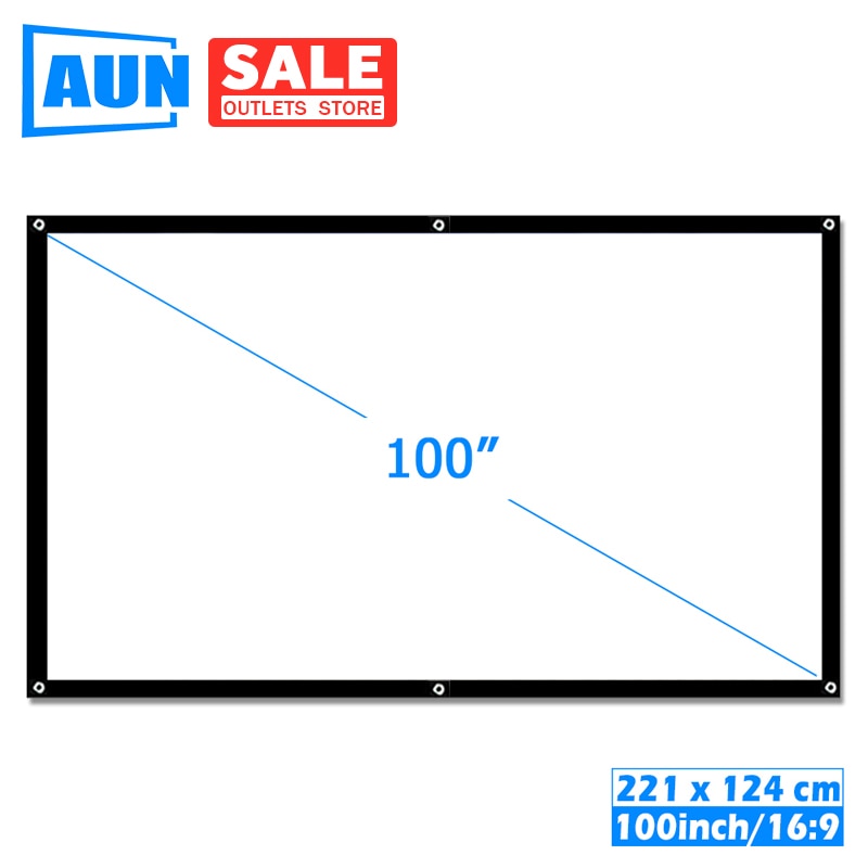 AUN 100 inch 16:9 Portable Projector Screen. White cloth material. LED Projector Home theater B100