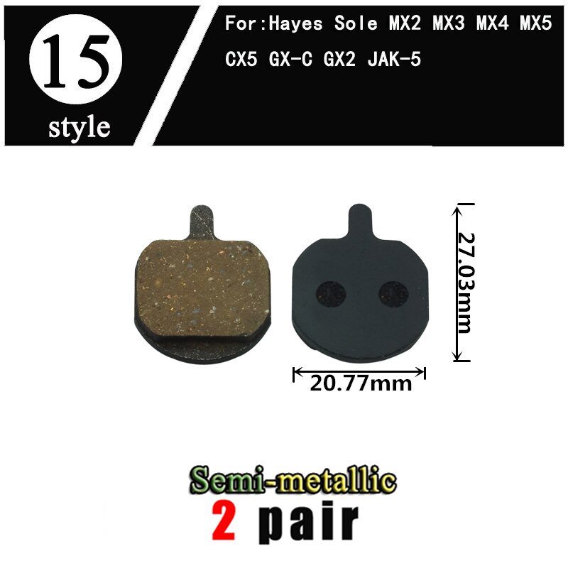 Almohadillas de freno de disco de bicicleta, accesorios para ciclismo de GX-C de montaña, para Hayes Sole MX2, MX3, MX4, MX5, CX5, JAK-5, GX2, E-BIKE, 2 pares: 2pair Semi-metal
