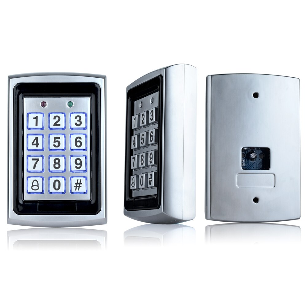 Obo vandtæt metal rfid adgangskontrol tastatur læsekort  + 10 stk nøgleringe til rfid dør adgangskontrol system  wg26 baggrundsbelysning