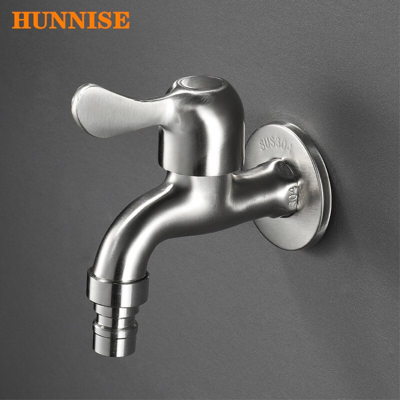 Washing Machine Faucet SUS304 Stainless Steel Washing Machine Faucet Wall Mounted Cold Bibcock Home Garden Cold Brushed Bibcocks