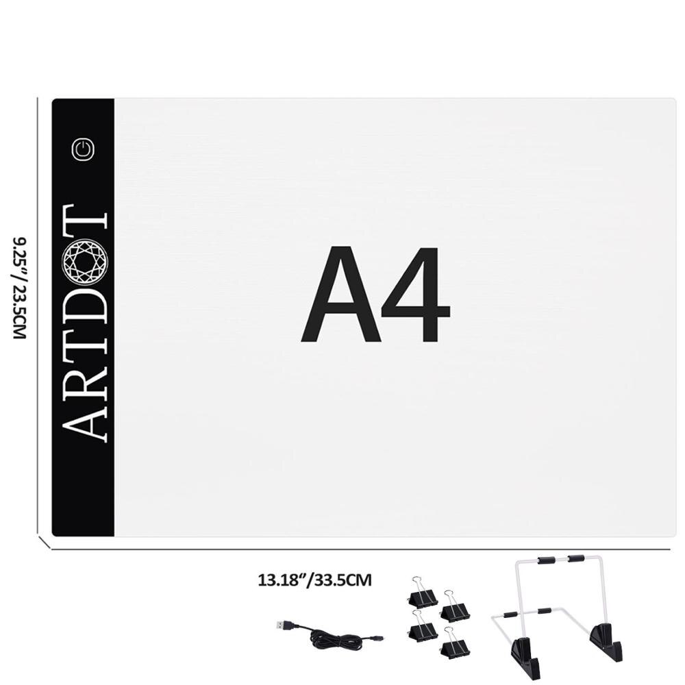Diamond Painting Accessorie A5/A4/A3 Led Light Pad Lamp Board Tablet for Painting Drawing Diamond Embroidery Tool Kits and Stand: A4 Light Pad Set