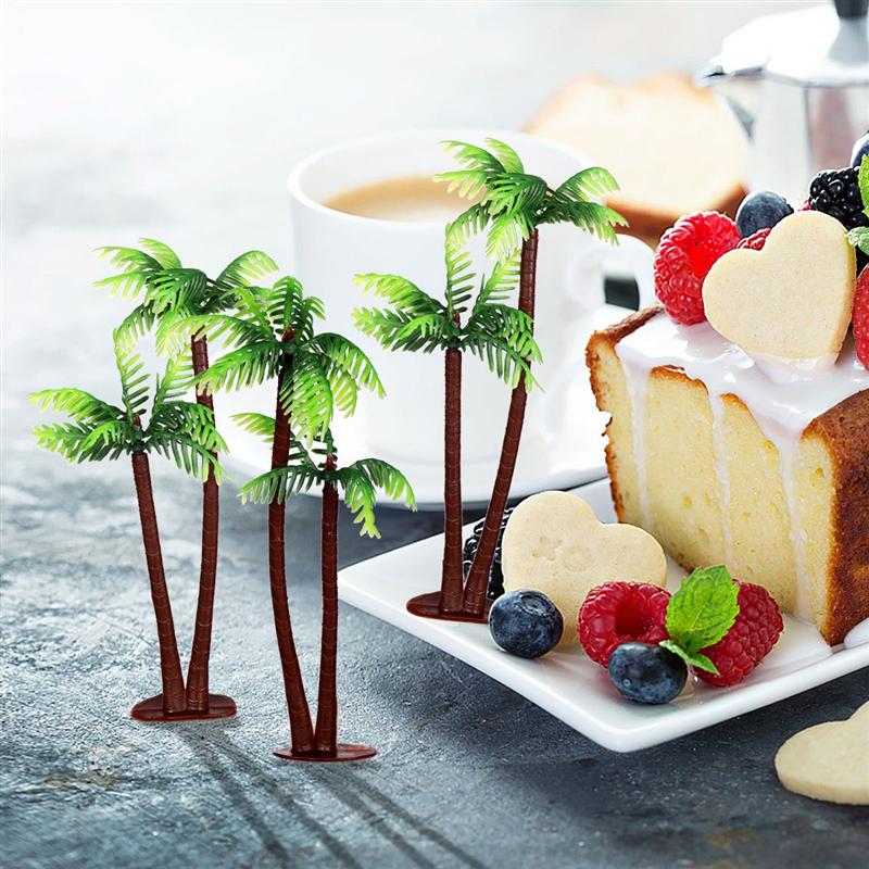 5Pcs Coconut Palm Tree Decor Simulation Plastic Bonsai Crafts Landscape DIY Decor Miniature Plants for Fish Tank Pond Aquarium