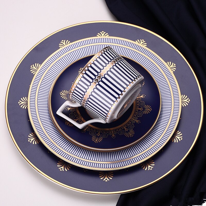 Blue Color Dinner Plates Ceramic Dessert Plates Bone China Dinnerware Plates Dinnerware Set