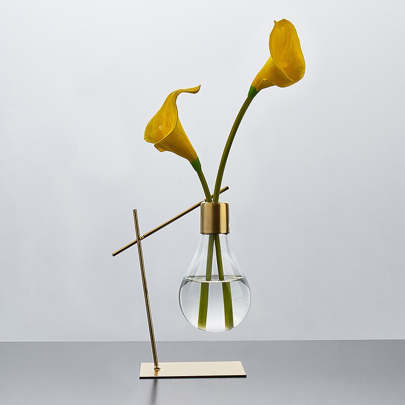 Glasvas med blomvas hem vardagsrum dekoration glödlampa hydroponisk vas bröllopstillbehör sovrum skrivbord tillbehör moderna
