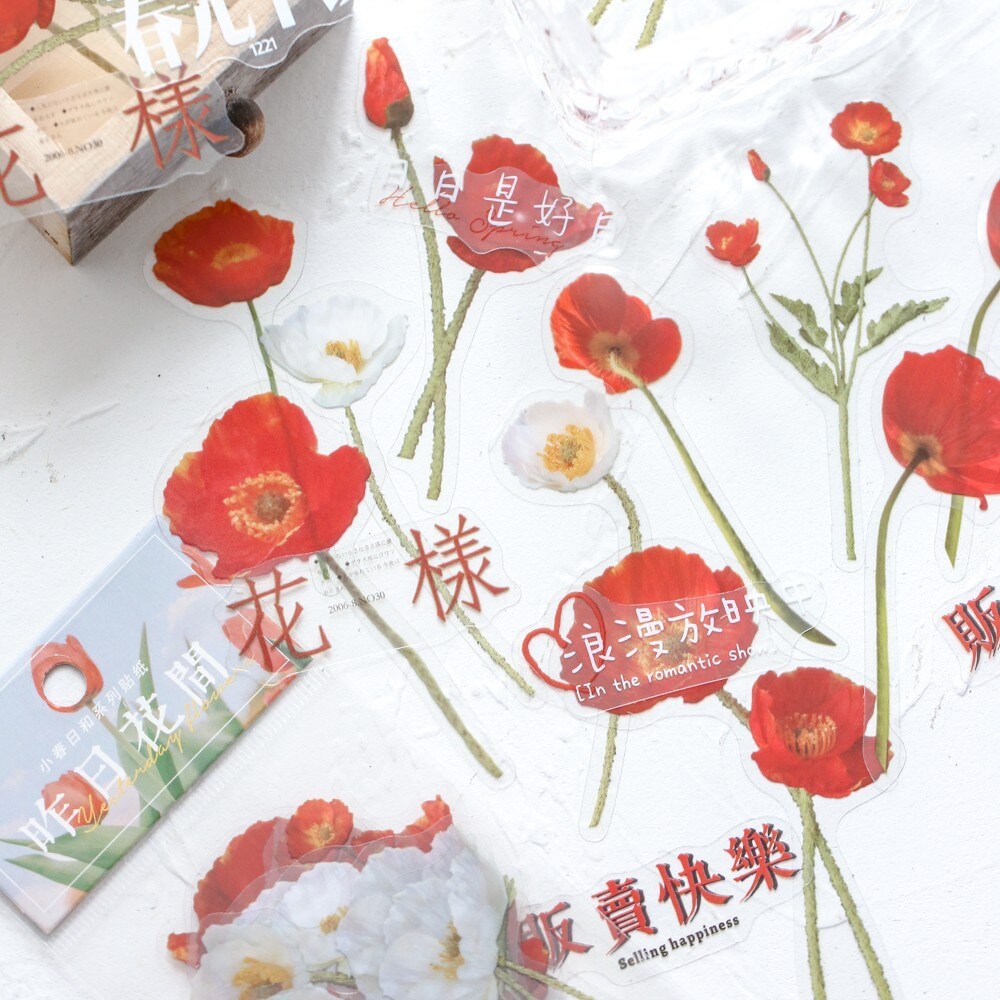 30 Pcs Pvc Sticker Set Flower Theme Stickers Various Special Shaped Stickers For Diy Craft Planners Laptop Phone Calendars